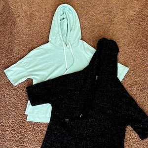 Two (2) Adorable light sweatshirts with hoodie! Like new! Size Small